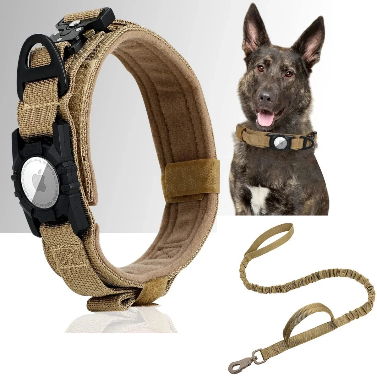 Tactical Dog Collar with AirTag Holder-Heavy Duty, Adjustable, Secure Fit - Tails on Trails