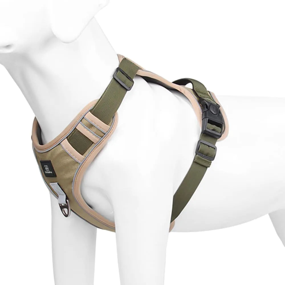 Tails on Trails Tactical No-Pull Dog Harness – Reflective & Adjustable (Green, Small–Medium)