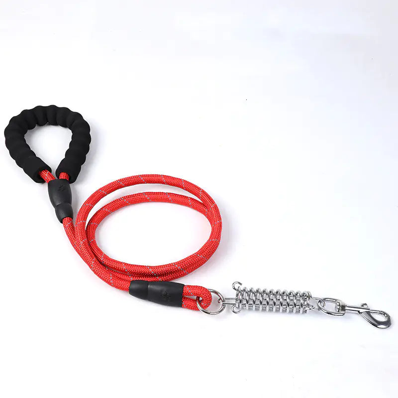 Tails on Trails Reflective Round Rope Dog Leash – EVA Grip & Heavy-Duty Nylon (Night-Safe Traction Belt)