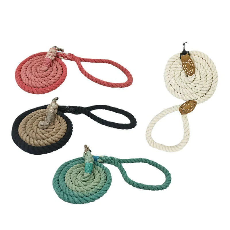Tails on Trails Hand-Woven Cotton Dog Leash – Soft, Durable Traction Rope for Everyday Walks