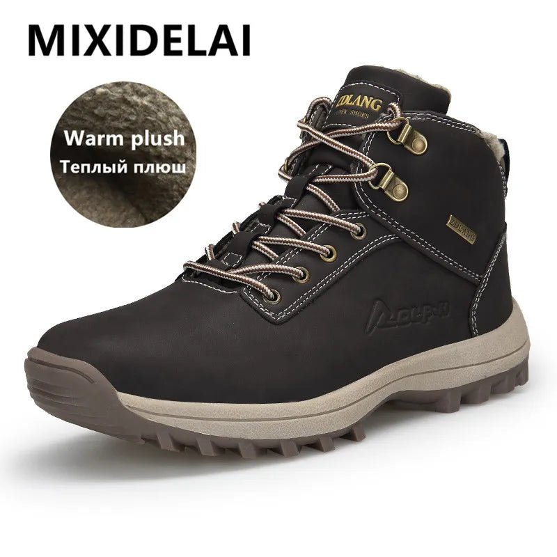 TrailBuilt™ Men’s Waterproof Leather Boots – Rugged, Warm & Durable (US Sizes 6.5–13) - Tails on Trails