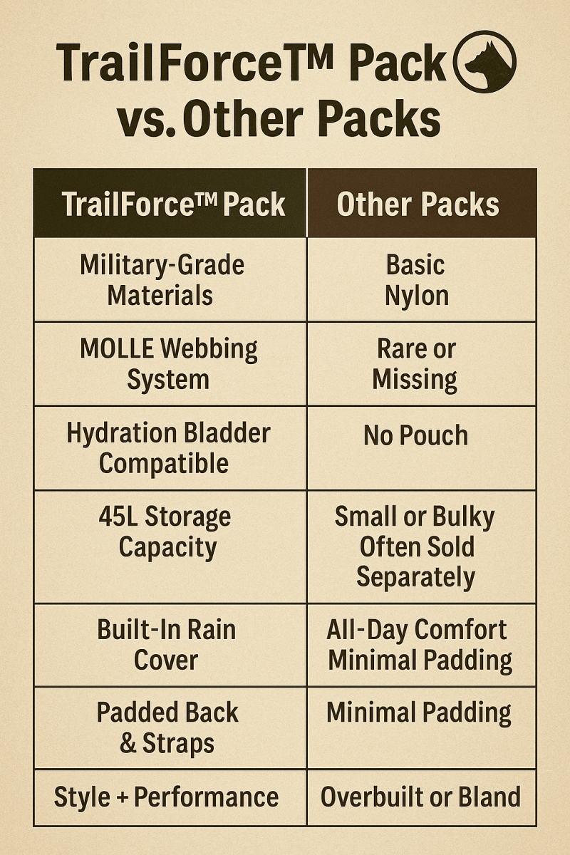 TrailForce™ Tactical Pack – Rugged Outdoor Rucksack for Hiking, Camping & Travel - Tails on Trails