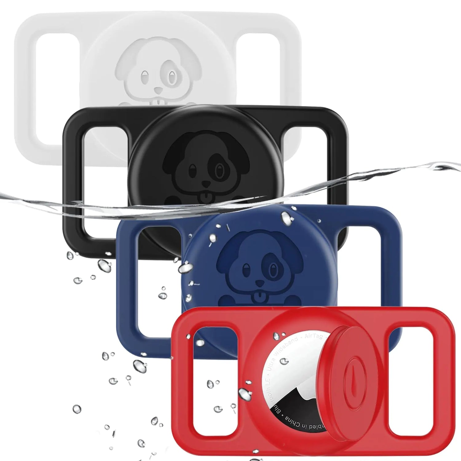 4-Pack Waterproof Silicone AirTag Dog Collar Holder