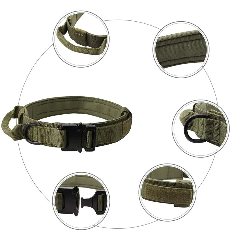 Tails on Trails Tactical Dog Leash – Heavy-Duty Nylon with Metal Buckle for Large Dogs
