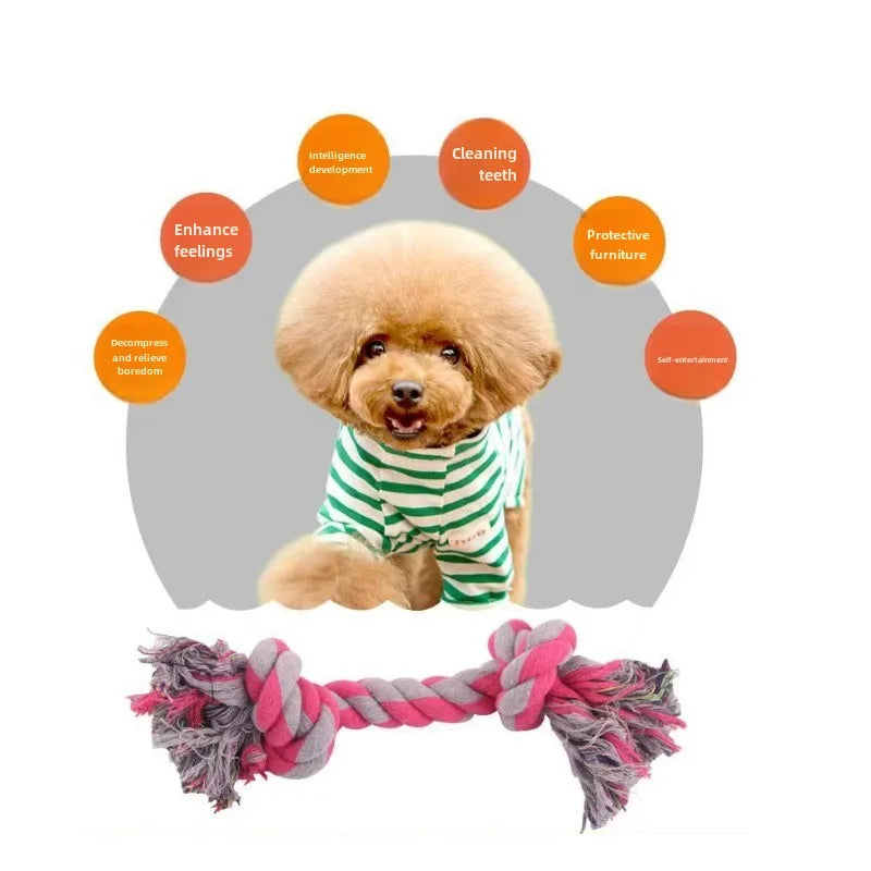 2pcs Dog Toy Pet Molar Bite-resistant Cotton Rope Knot for Small Dog Puppy Relieving Stuffy Cleaning Teeth Pet Chew Toys