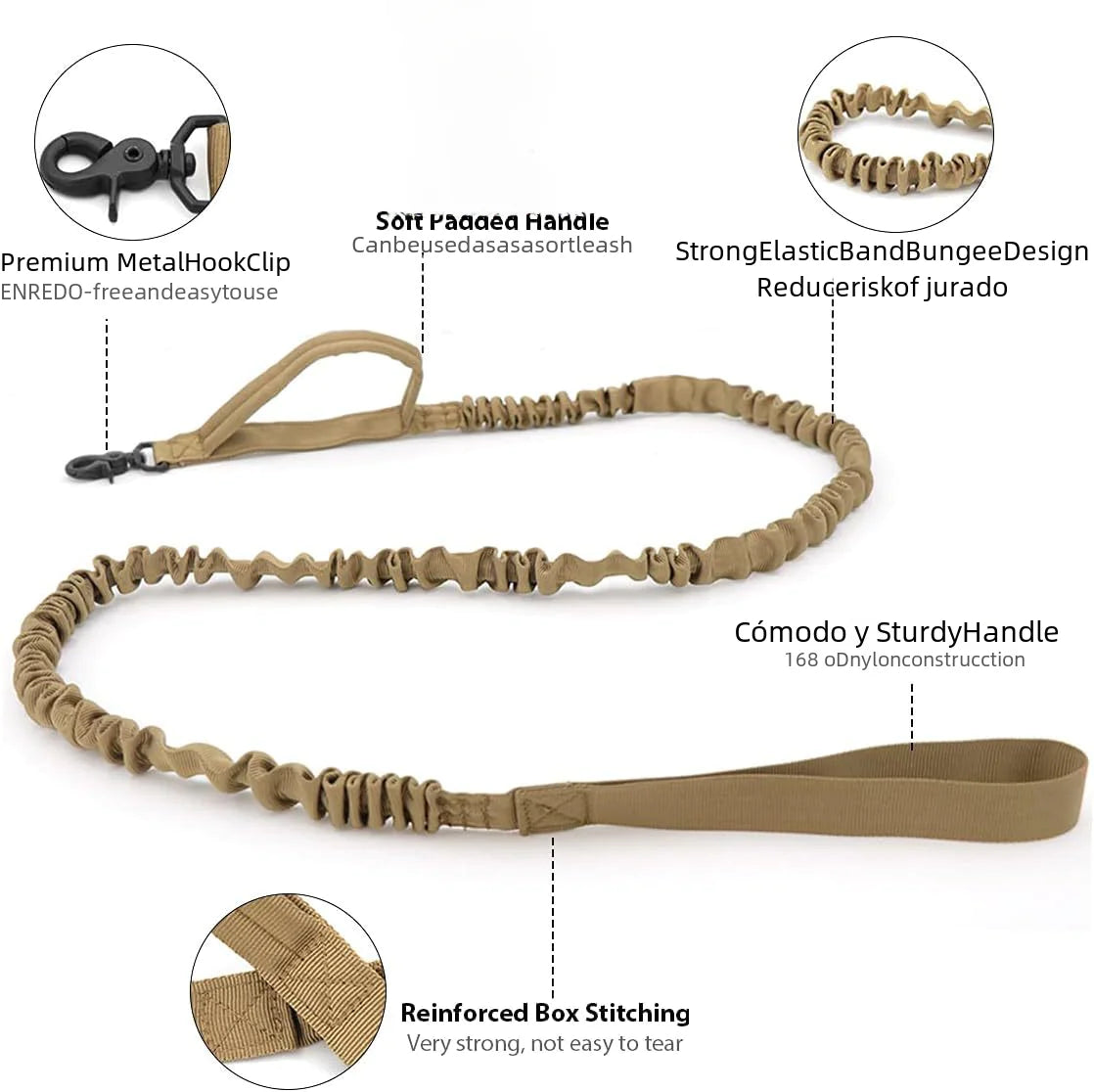 Tails on Trails Tactical Dog Leash – Heavy-Duty Nylon with Metal Buckle for Large Dogs