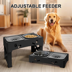 Adjustable 3 - in - 1 Pet Feeder - Tails on Trails