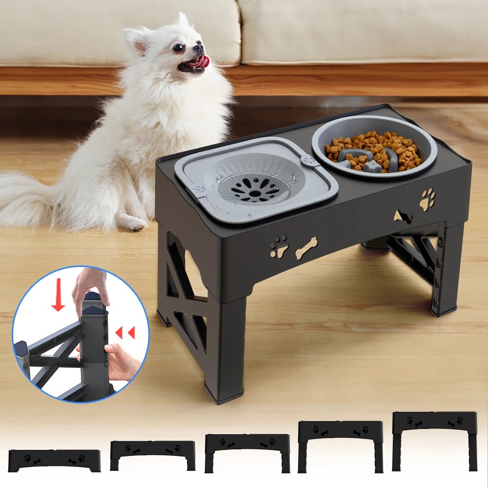 Adjustable 3 - in - 1 Pet Feeder - Tails on Trails