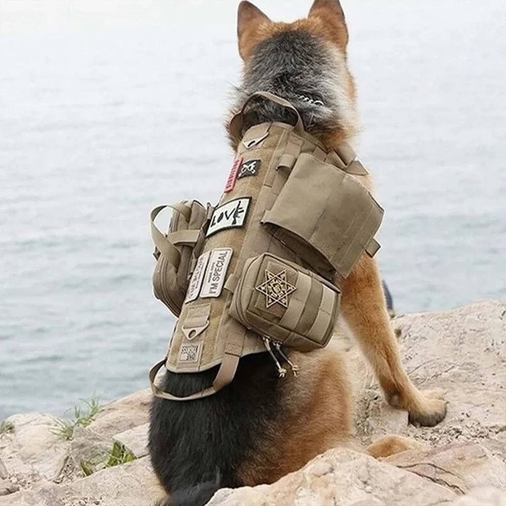 Camouflage Tactical Dog Harness & Leash Set – K9 Training Vest for Large Breeds - Tails on Trails
