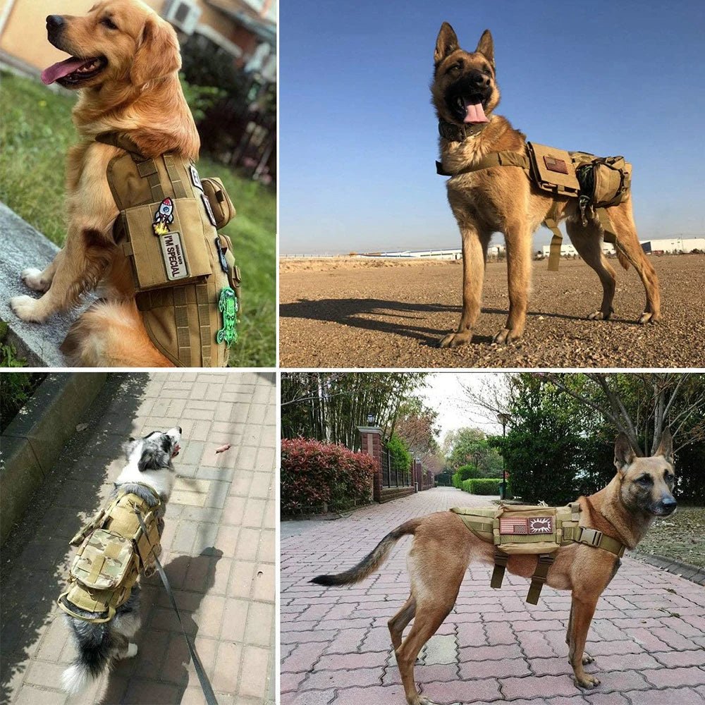 Camouflage Tactical Dog Harness & Leash Set – K9 Training Vest for Large Breeds - Tails on Trails