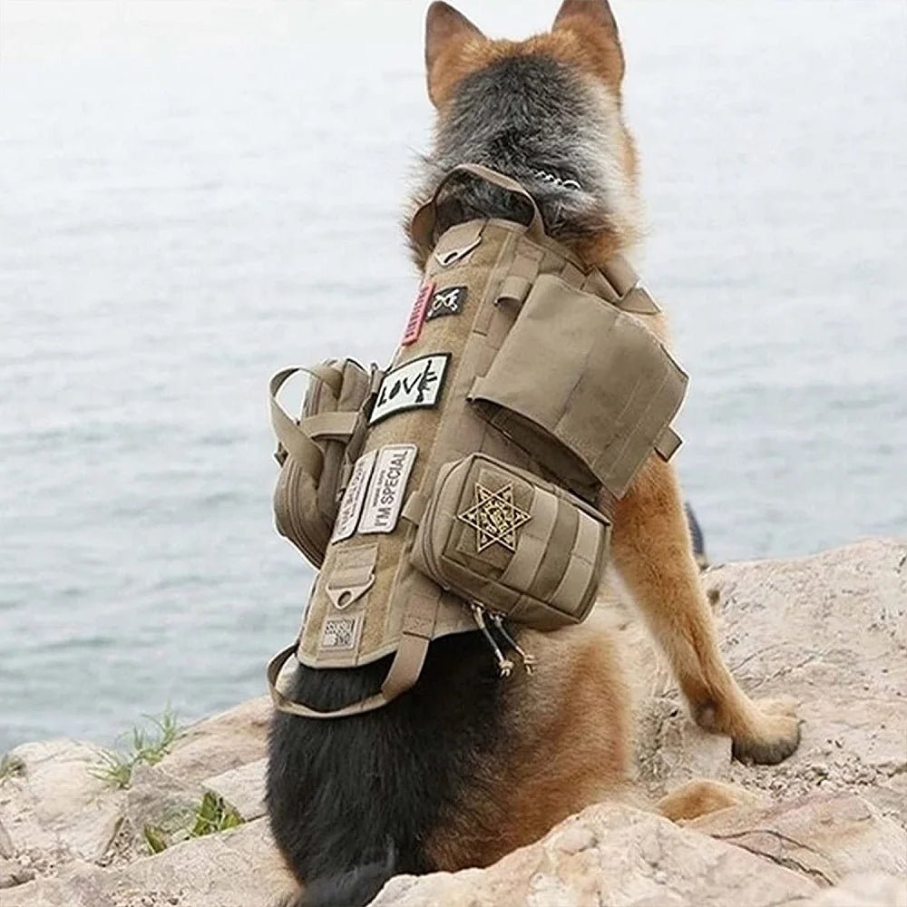 Camouflage Tactical Dog Harness & Leash Set – K9 Training Vest for Large Breeds - Tails on Trails