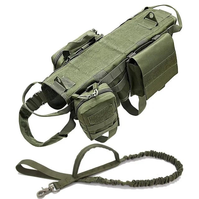 Camouflage Tactical Dog Harness & Leash Set – K9 Training Vest for Large Breeds - Tails on Trails