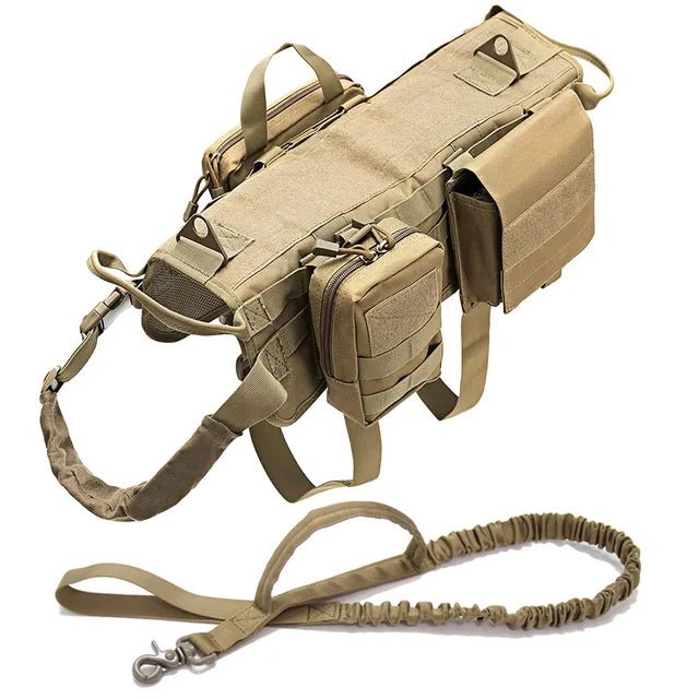 Camouflage Tactical Dog Harness & Leash Set – K9 Training Vest for Large Breeds - Tails on Trails