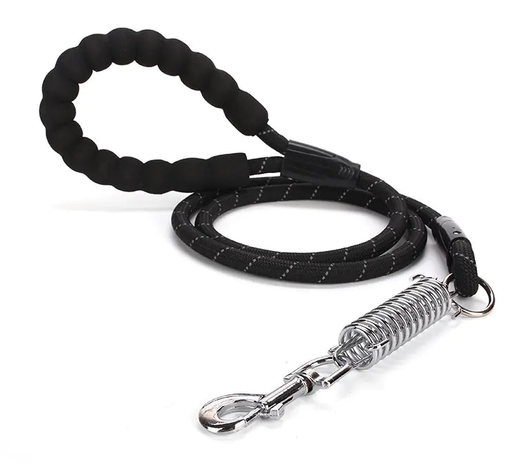 Tails on Trails Reflective Round Rope Dog Leash – EVA Grip & Heavy-Duty Nylon (Night-Safe Traction Belt)