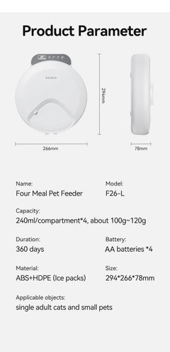 Luxury Smart Automatic Pet Feeder – 4 - Meal Dispenser for Wet & Dry Food with Wireless Timer Control - Tails on Trails