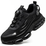 Men’s Safety Work Shoes – Anti - Smash, Anti - Puncture Steel Toe Boots with Rotating Button Closure - Tails on Trails
