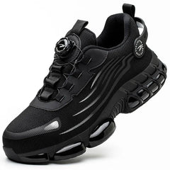 Men’s Safety Work Shoes – Anti - Smash, Anti - Puncture Steel Toe Boots with Rotating Button Closure - Tails on Trails