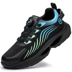 Men’s Safety Work Shoes – Anti - Smash, Anti - Puncture Steel Toe Boots with Rotating Button Closure - Tails on Trails
