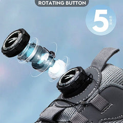 Men’s Safety Work Shoes – Anti - Smash, Anti - Puncture Steel Toe Boots with Rotating Button Closure - Tails on Trails