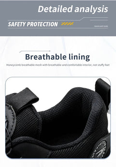 Men’s Safety Work Shoes – Anti - Smash, Anti - Puncture Steel Toe Boots with Rotating Button Closure - Tails on Trails