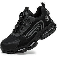 Men’s Safety Work Shoes – Anti - Smash, Anti - Puncture Steel Toe Boots with Rotating Button Closure - Tails on Trails