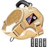 Tails on Trails Tactical No-Pull Dog Harness – Military-Style Control & Comfort (Khaki, M–L)