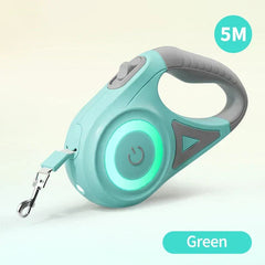 Retractable Dog Leash with LED Light – Tangle - Free, Night Safe, One - Hand Brake - Tails on Trails