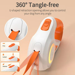 Retractable Dog Leash with LED Light – Tangle - Free, Night Safe, One - Hand Brake - Tails on Trails