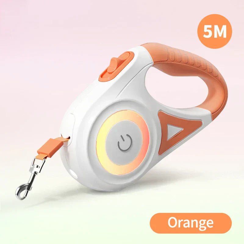Retractable Dog Leash with LED Light – Tangle - Free, Night Safe, One - Hand Brake - Tails on Trails