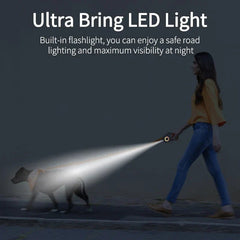 Retractable Dog Leash with LED Light – Tangle - Free, Night Safe, One - Hand Brake - Tails on Trails