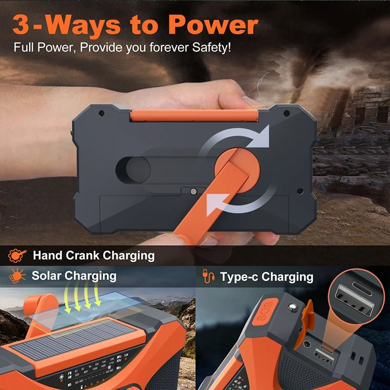 Survival Power Hub – Solar Crank Radio + 10,000mAh Charger - Tails on Trails
