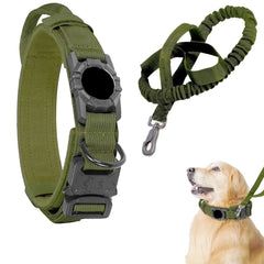 Tactical Dog Collar with AirTag Holder - Heavy Duty, Adjustable, Secure Fit - Tails on Trails