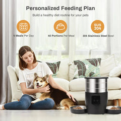 Tails on Trails 4.5L Smart WiFi Automatic Pet Feeder – Dual Stainless Steel Bowls for Dogs - Tails on Trails