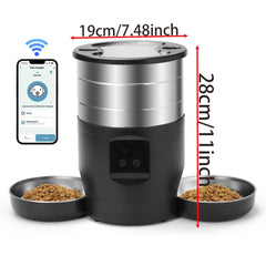 Tails on Trails 4.5L Smart WiFi Automatic Pet Feeder – Dual Stainless Steel Bowls for Dogs - Tails on Trails