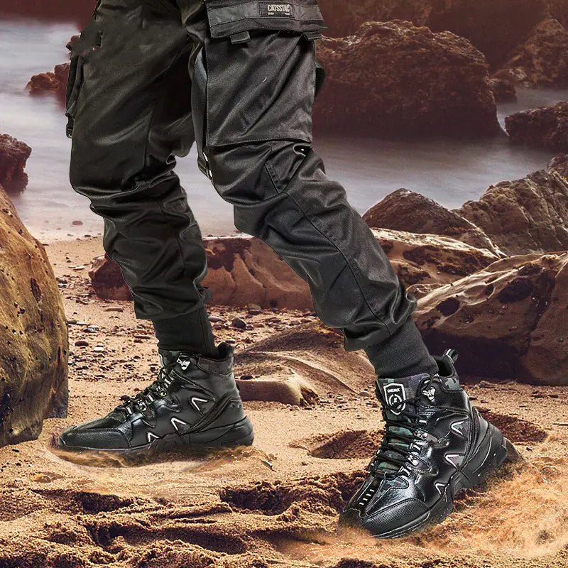 Tails on Trails Men's High Top Hiking Boots – Rugged Style Meets Worksite Strength (US 6.5–12) - Tails on Trails