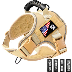 Tails on Trails Tactical No - Pull Dog Harness – Military - Style Control & Comfort (Khaki, M–L) - Tails on Trails
