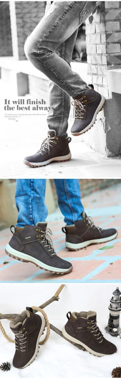 TrailBuilt™ Men’s Waterproof Leather Boots – Rugged, Warm & Durable (US Sizes 6.5–13) - Tails on Trails