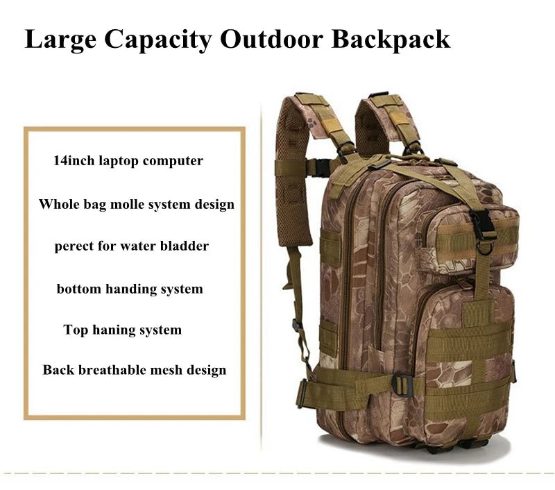 TrailForce™ Tactical Pack – Rugged Outdoor Rucksack for Hiking, Camping & Travel - Tails on Trails