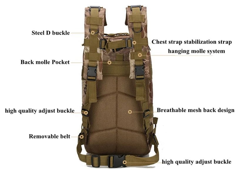TrailForce™ Tactical Pack – Rugged Outdoor Rucksack for Hiking, Camping & Travel - Tails on Trails