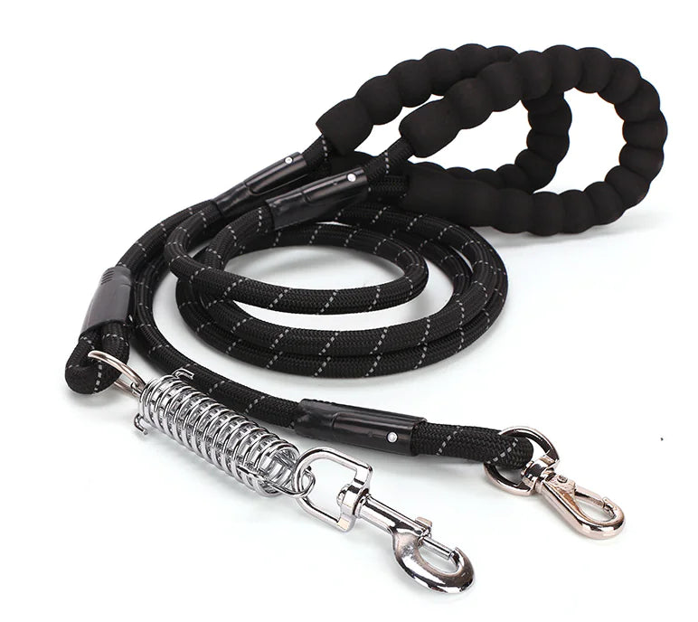 Tails on Trails Reflective Round Rope Dog Leash – EVA Grip & Heavy-Duty Nylon (Night-Safe Traction Belt)